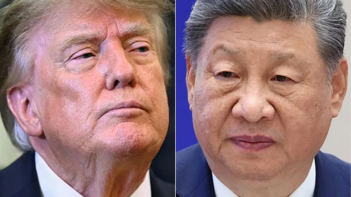 美中峰会：特朗普与习近平合成特写（联合早报版面配图）